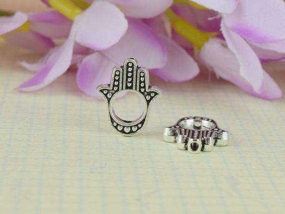 Бусинка металева №78 Рука Фатіми (Хамса), колір античне срібло, 1 шт