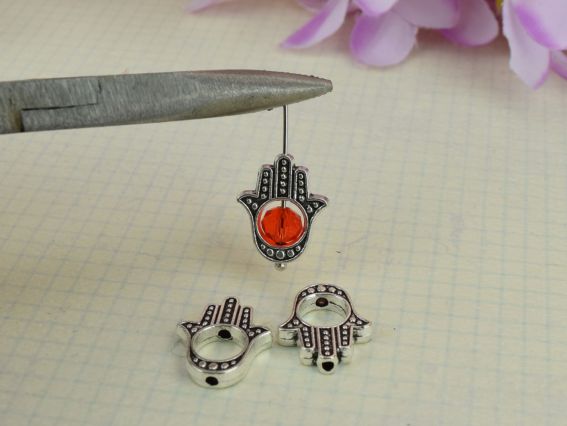 Бусинка металева №78 Рука Фатіми (Хамса), колір античне срібло, 1 шт