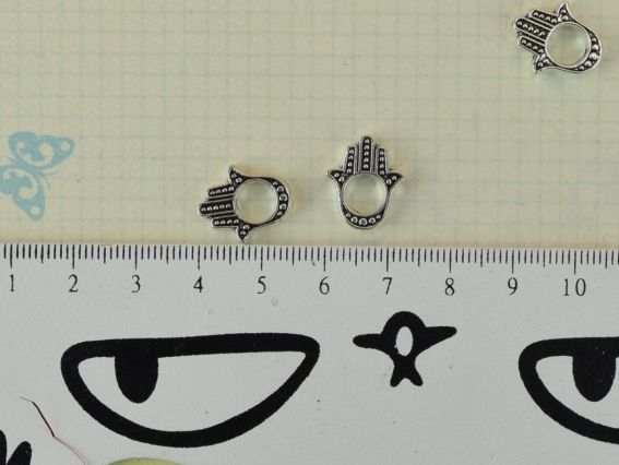 Бусинка металева №78 Рука Фатіми (Хамса), колір античне срібло, 1 шт