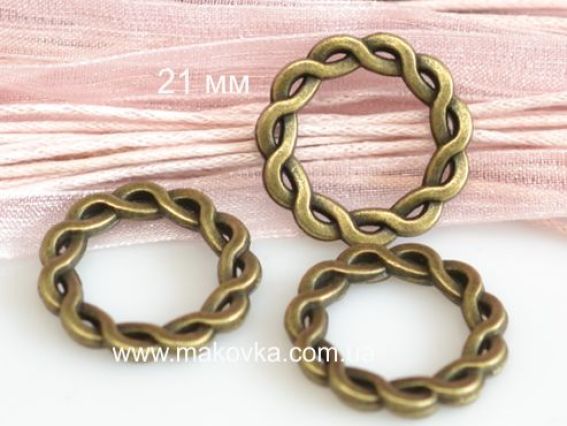 Металлическая соединительная бусина №03 Витая 21 мм, античная бронза Металлическая соединительная бусина №03 Витая 21 мм, античная бронза