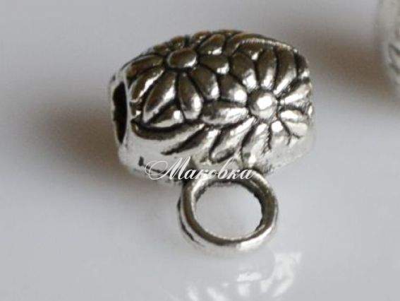 Бусина с колечком (бейл) Ромашки, 8х7 мм, античное серебро, 1 шт Бусина с колечком (бейл) Ромашки, 8х7 мм, античное серебро, 1 шт
