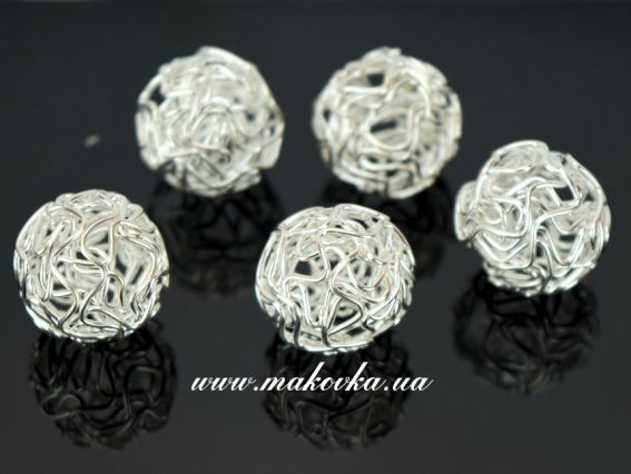 Бусина проволочная д 1,6 см, цвет серебро, 1 шт Бусина проволочная д 1,6 см, цвет серебро, 1 шт