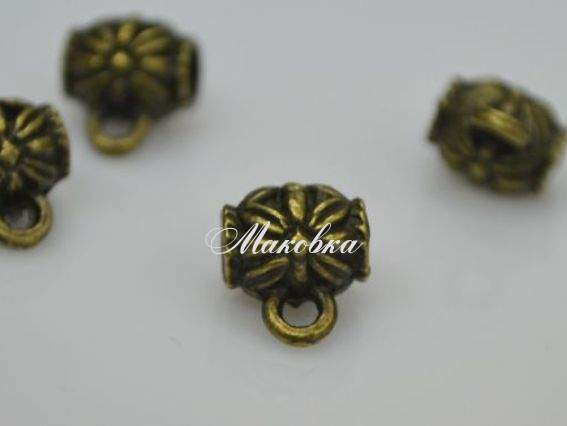 Бусина с колечком (бейл) Цветок, 10х11 мм, бронза, 1 шт Бусина с колечком (бейл) Цветок, 10х11 мм, бронза, 1 шт