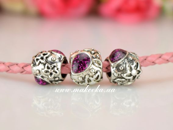 Бусина эмалевая ЭМ-21 Капельки фиоетовые с блестками Бусина эмалевая ЭМ-21 Капельки фиоетовые с блестками