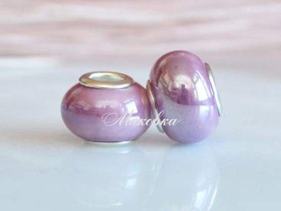 Бусина фарфоровая №26 большая сиреневая