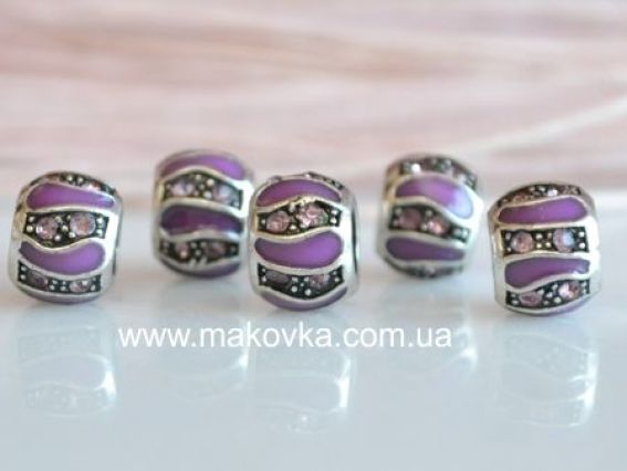 Бусина метал. цветная со стразой 26 сиреневая Бусина метал. цветная со стразой 26 сиреневая