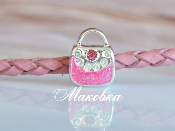 Бусина метал. цветная со стразой 27 розовая сумочка Бусина метал. цветная со стразой 27 розовая сумочка