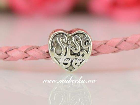 Бусина Пандора метал-я Фигурная Сердце SIS (МФ-129) античное серебро