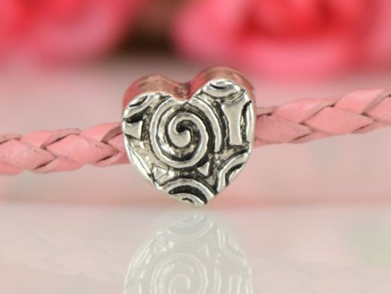 Бусина Пандора метал-я Фигурная Сердце с завитками (МФ-138) античное серебро