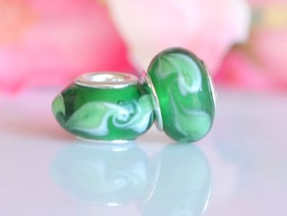 Бусина Пандора-стиля Lampwork №147 зеленая волны Бусина Пандора-стиля Lampwork №147 зеленая волны