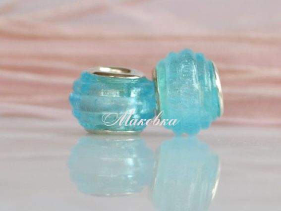 Бусина Пандора-стиля Lampwork №160 голубая серебро Бусина Пандора-стиля Lampwork №160 голубая серебро