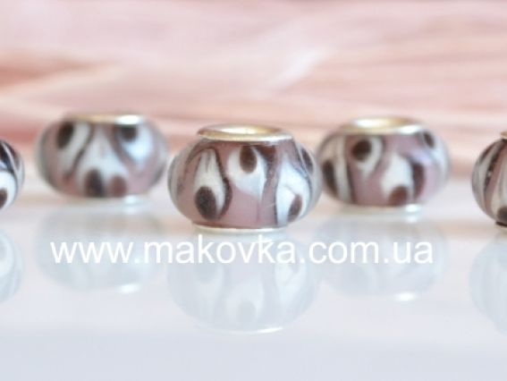 Бусина Пандора-стиля Lampwork №165 кофейная с капельками Бусина Пандора-стиля Lampwork №165 кофейная с капельками