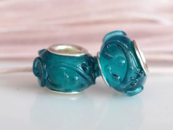 Бусина Пандора Lampwork №31 сине-зеленая Бусина Пандора Lampwork №31 сине-зеленая