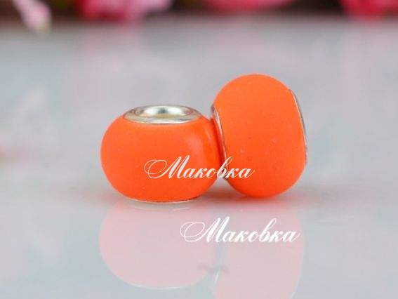 Бусина пандора-стиля Софт-тач №01 Ярко-опанжевая