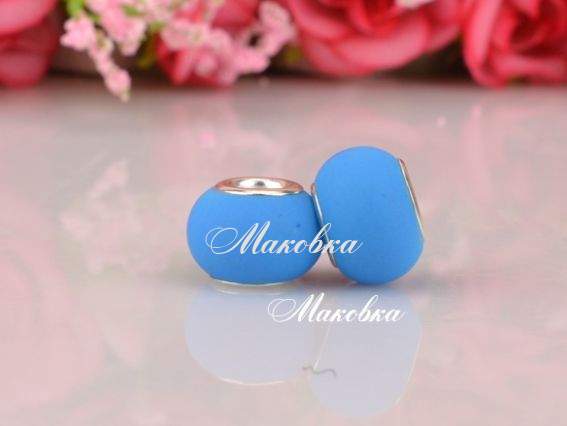 Бусина пандора-стиля Софт-тач №02 ярко-голубая