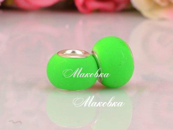 Бусина пандора-стиля Софт-тач №03 ярко-салатовая