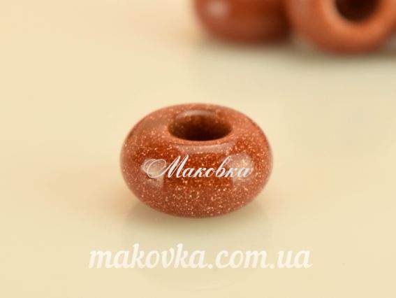 Бусина Пандора-стиля К16 из Авантюрина. коричневая. 1 шт