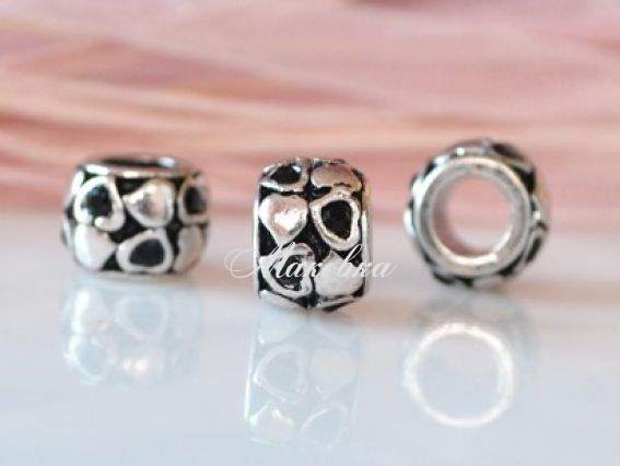 Бусина метал. со стразами №118 сердечки черная