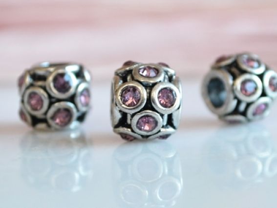 Бусина метал. со стразами №122 розовая Бусина метал. со стразами №122 розовая