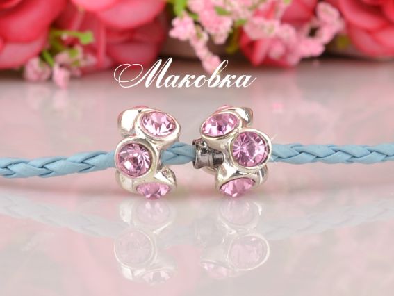 Бусина метал. со стразами №133 большие розовые стразы Бусина метал. со стразами №133 большие розовые стразы