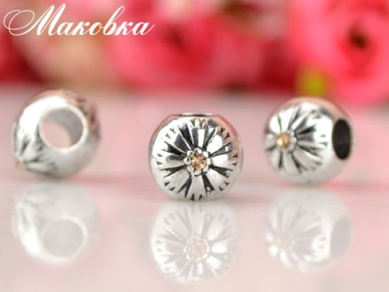 Бусина метал. со стразами №145 Цветочек персиковая Бусина метал. со стразами №145 Цветочек персиковая