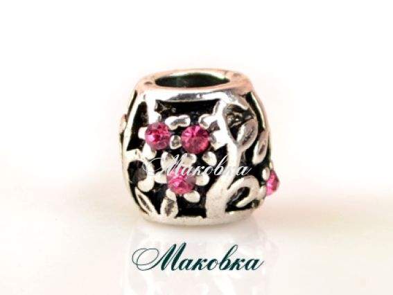 Бусина метал. со стразами №149 полянка розовая