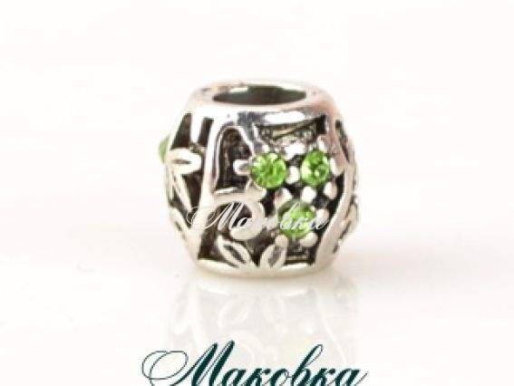 Бусина метал. со стразами №151 полянка зеленая