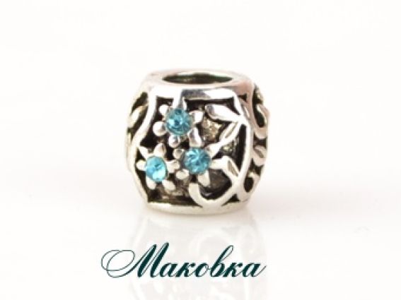 Бусина метал. со стразами №152 полянка голубая Бусина метал. со стразами №152 полянка голубая