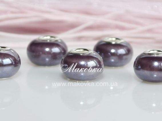 Бусина фарфоровая большая сиреневая №18
