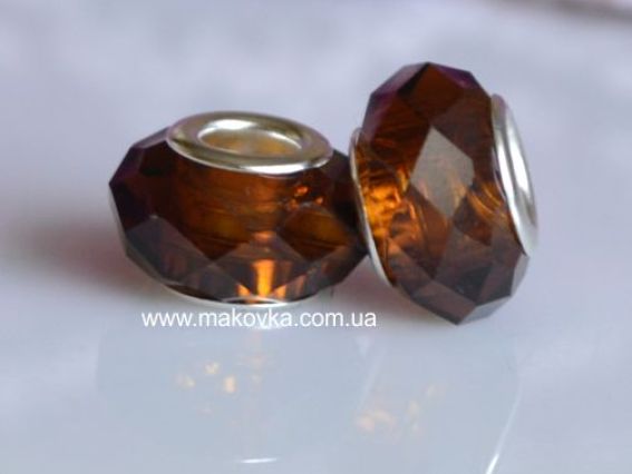 Бусина Пандора-стиля хрусталь 13 коричневая Бусина Пандора-стиля хрусталь 13 коричневая