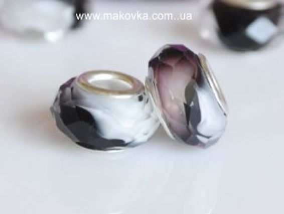 Бусина Пандора-стиля хрусталь 14 черно-белая Бусина Пандора-стиля хрусталь 14 черно-белая