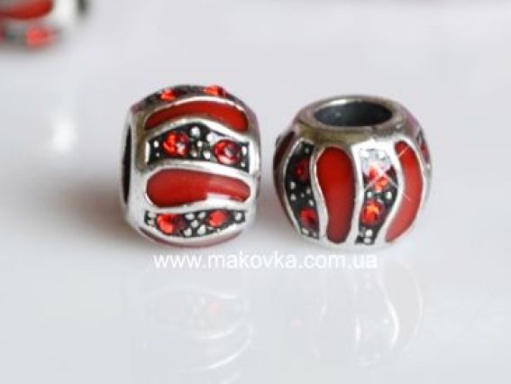 Бусина метал. цветная со стразой 13 красная Бусина метал. цветная со стразой 13 красная