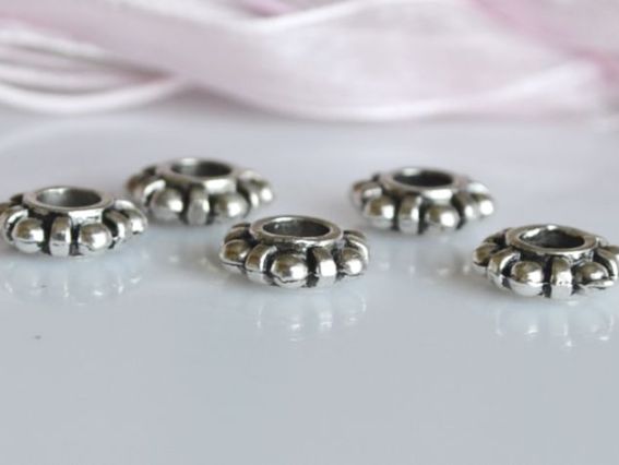 Намистина Горошок для браслетів пандора-стилю металева плоска МФ-38