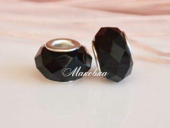 Бусина Пандора-стиля хрусталь 30 черная матовая