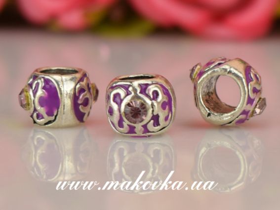 Бусина метал. цветная со стразой 31 восток сиреневая Бусина метал. цветная со стразой 31 восток сиреневая