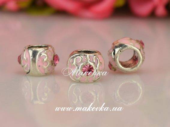 Бусина метал. цветная со стразой 32 восток розовая