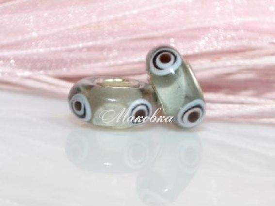 Бусина Евро Lampwork №25 серая