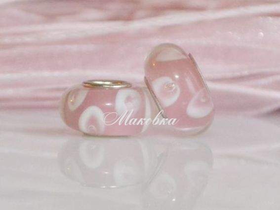 Бусина Евро Lampwork №34 розовые глазки Бусина Евро Lampwork №34 розовые глазки