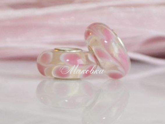 Бусина Евро Lampwork №35 розовые лепестки Бусина Евро Lampwork №35 розовые лепестки