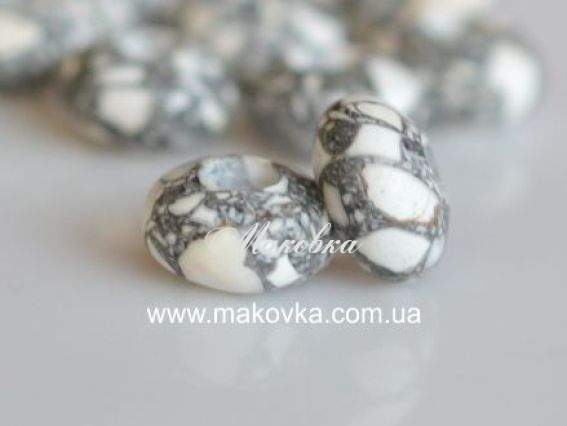 Бусина Пандора-стиля каменная (К15) серо-белая