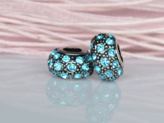 Бусина метал. со стразами №55 Мульти-большая голубая Бусина метал. со стразами №55 Мульти-большая голубая