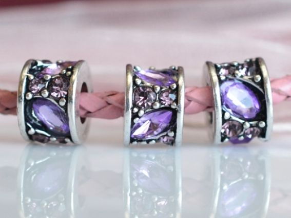 Бусина метал. со стразами №106 Камушки, сиреневая Бусина метал. со стразами №106 Камушки, сиреневая