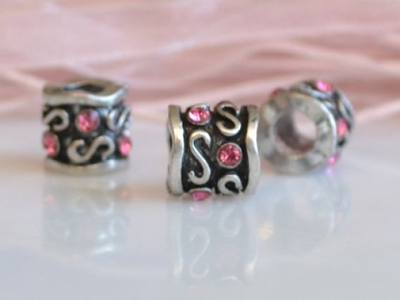 Бусина метал. со стразами №107 розовая Бусина метал. со стразами №107 розовая