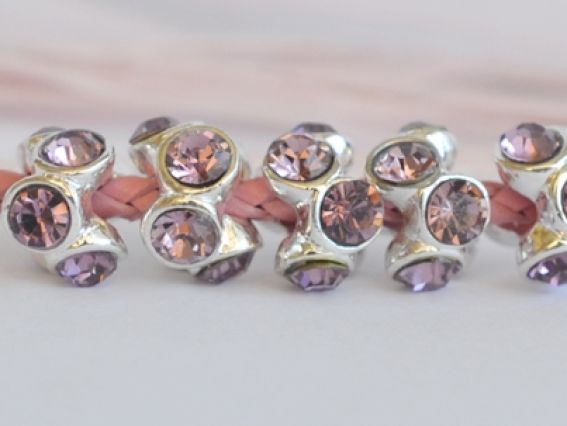 Бусина метал. со стразами №112 сиренево-розовая Бусина метал. со стразами №112 сиренево-розовая