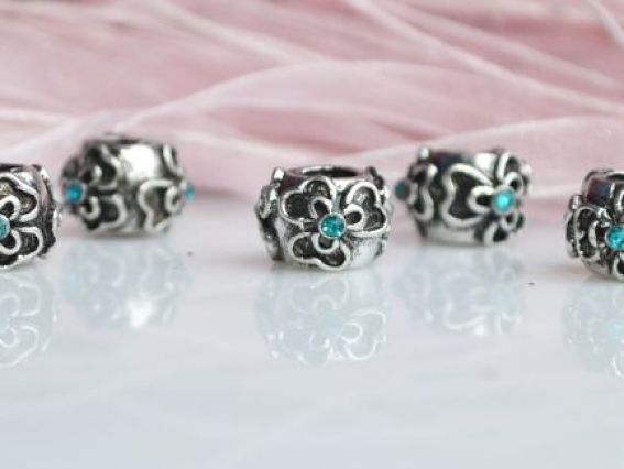 Бусина метал. со стразами №72 голубая Бусина метал. со стразами №72 голубая