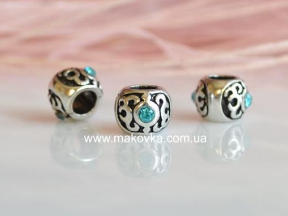 Бусина метал. со стразами №78 Восток голубая Бусина метал. со стразами №78 Восток голубая