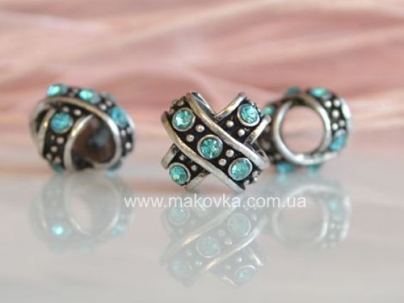 Бусина метал. со стразами №84 Лента голубая Бусина метал. со стразами №84 Лента голубая