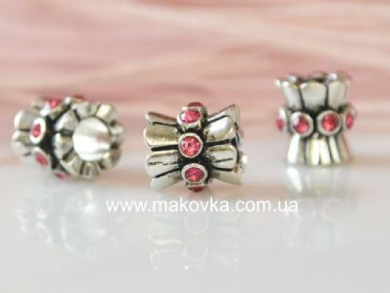 Бусина метал. со стразами №87 Конфетка розовая Бусина метал. со стразами №87 Конфетка розовая