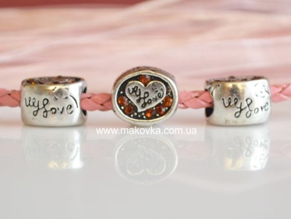 Бусина метал. со стразами №89 Сердце, коричневая Бусина метал. со стразами №89 Сердце, коричневая