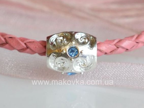 Бусина метал. со стразами №94 серебро с голубым Бусина метал. со стразами №94 серебро с голубым